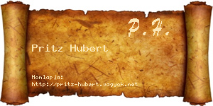 Pritz Hubert névjegykártya